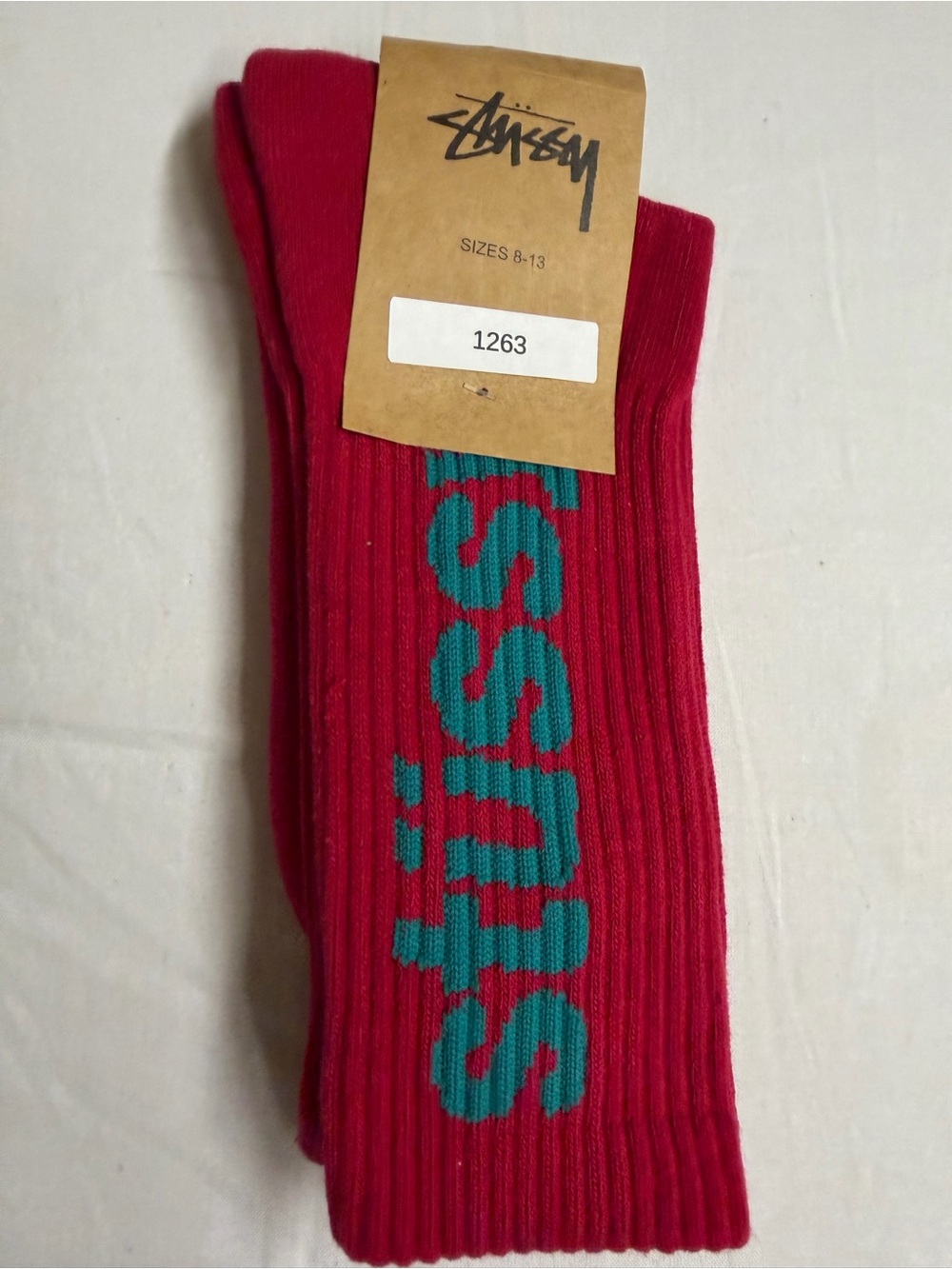 Stussy Men's Red Logo Crew Socks